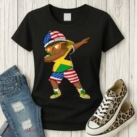 Half American Half Jamaican Jamaica Flag Patriotic Women's T-Shirt thumb 3