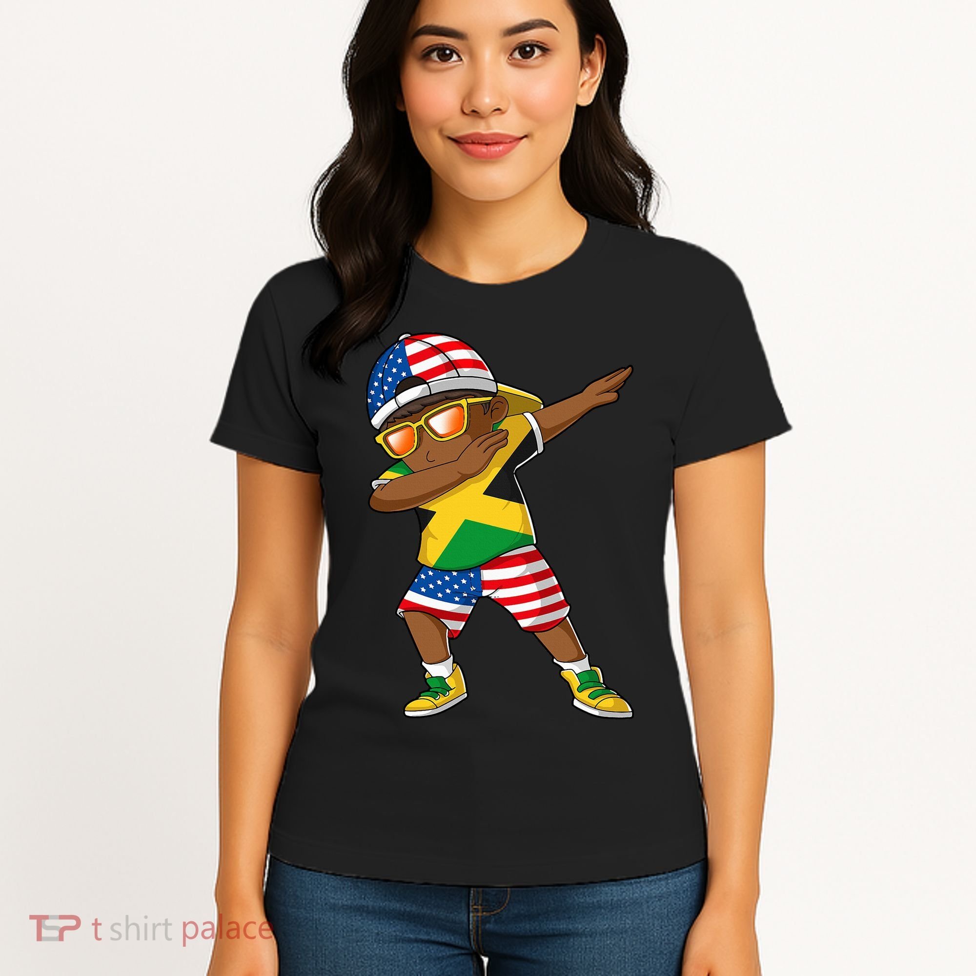 Half American Half Jamaican Jamaica Flag Patriotic Women's T-Shirt