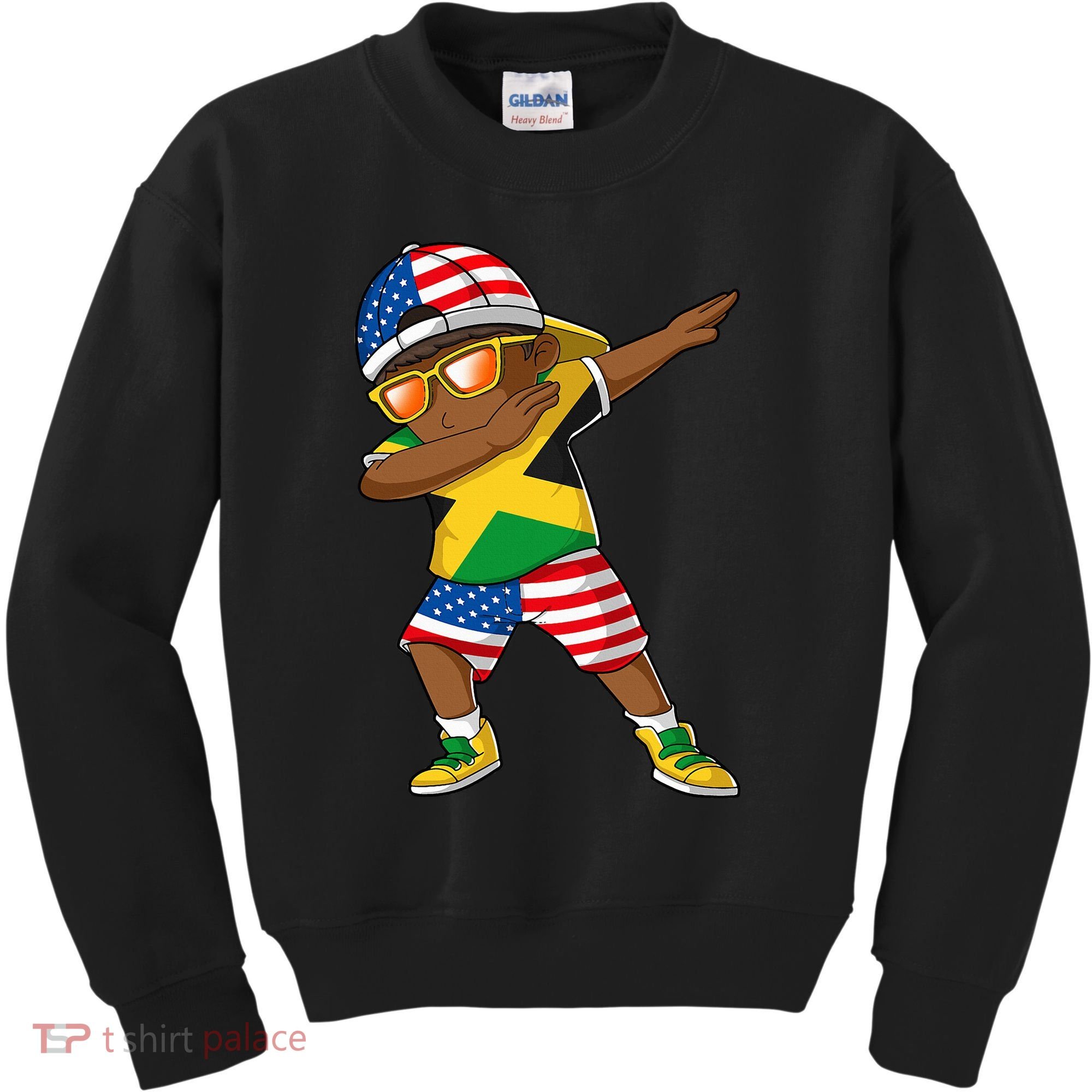 Half American Half Jamaican Jamaica Flag Patriotic Kids Sweatshirt