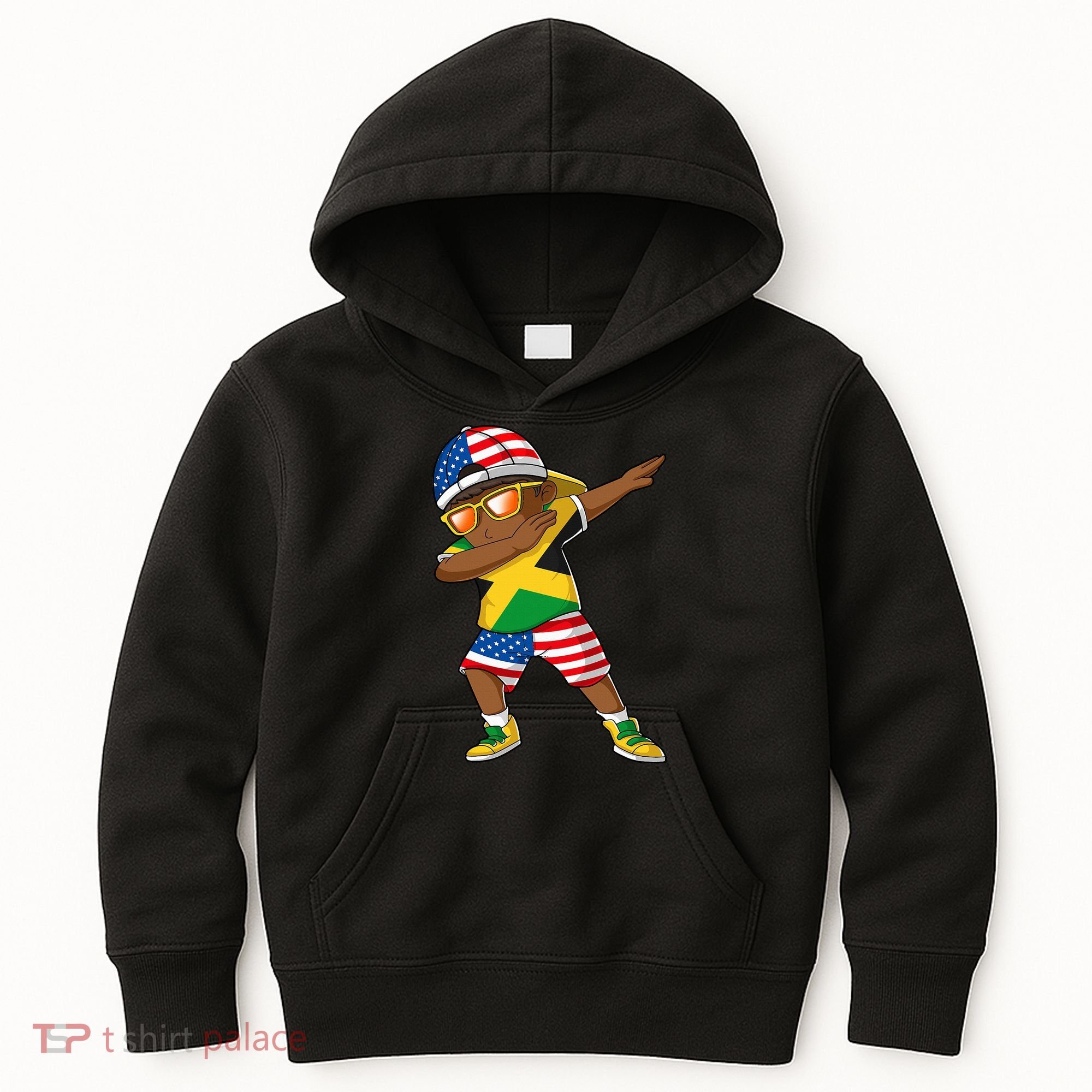 Half American Half Jamaican Jamaica Flag Patriotic Kids Hoodie