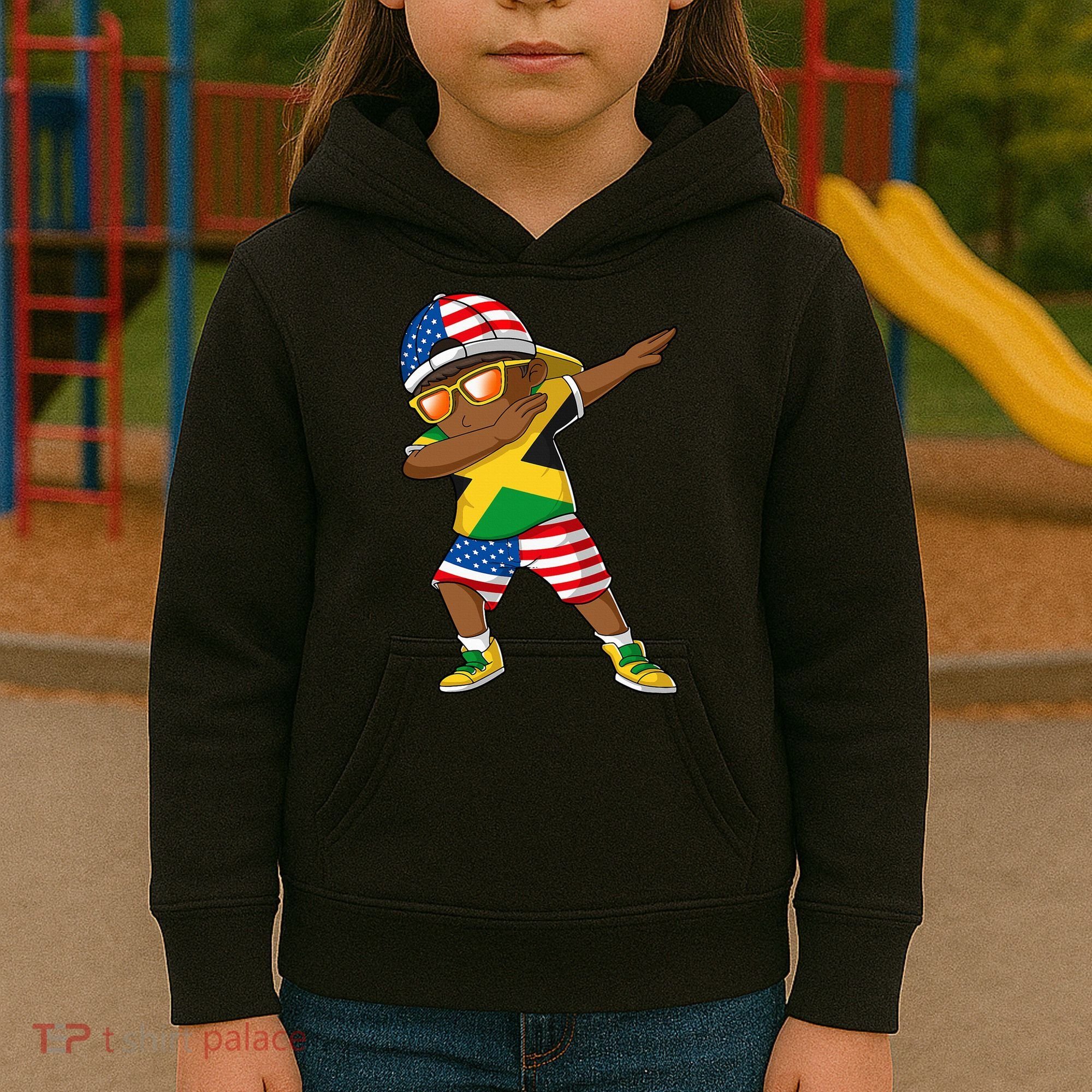 Half American Half Jamaican Jamaica Flag Patriotic Kids Hoodie