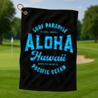 Hawaii Aloha Hawaiian Retro Throwback Souvenir Golf Towel thumb 1