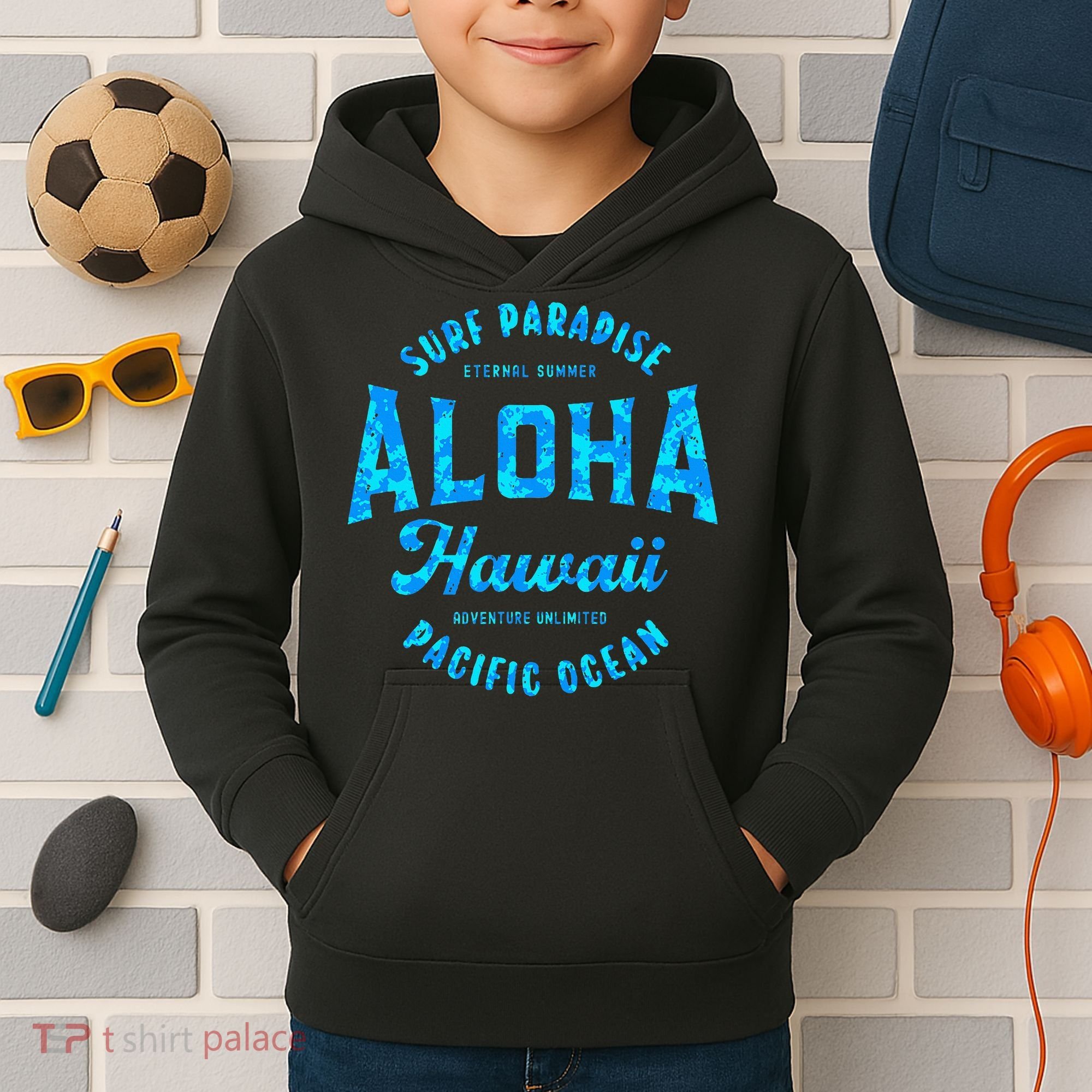 Hawaii Aloha Hawaiian Retro Throwback Souvenir Kids Hoodie