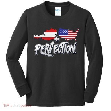 Half American Half Austrian Perfection Usa Austria Pride Kids Long Sleeve Shirt