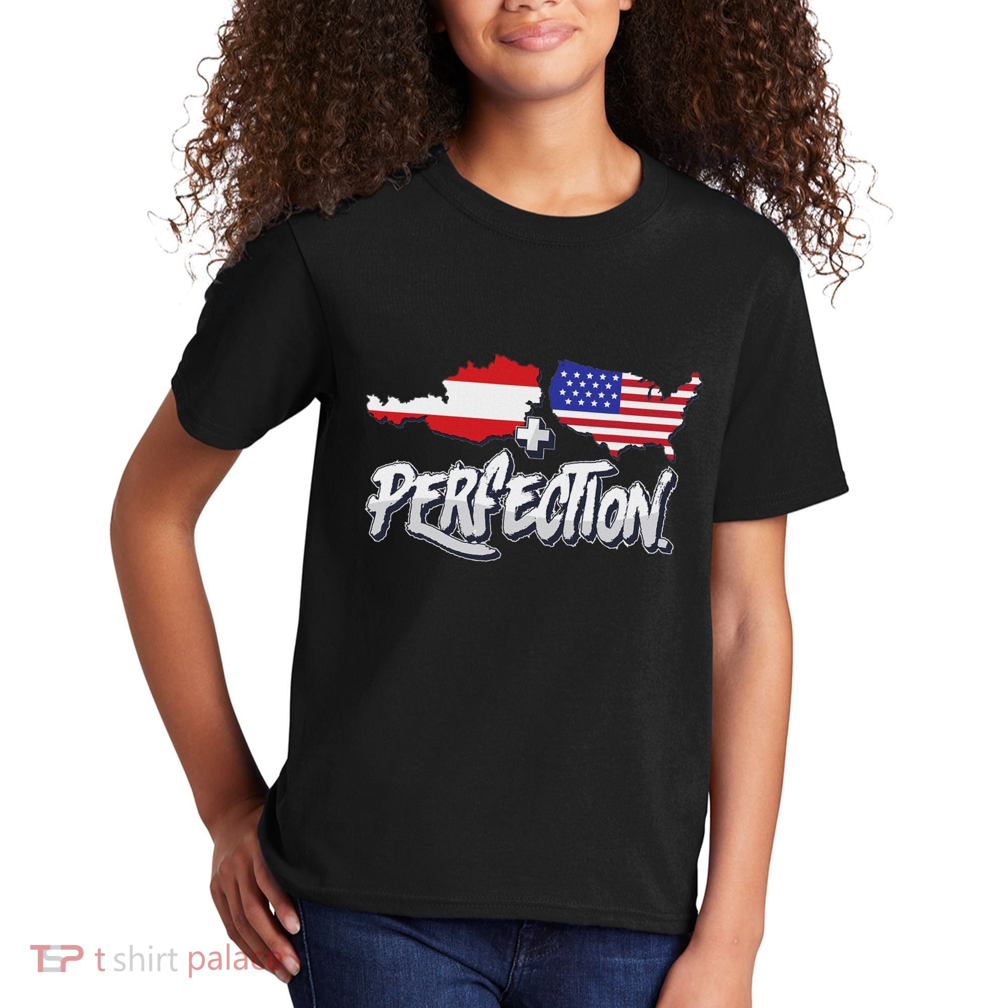 Half American Half Austrian Perfection Usa Austria Pride Kids T-Shirt