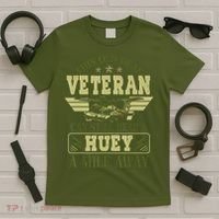 Hear a Huey a Mile Away Vietnam Veteran Uh1 Huey Helicopter T-Shirt thumb 5