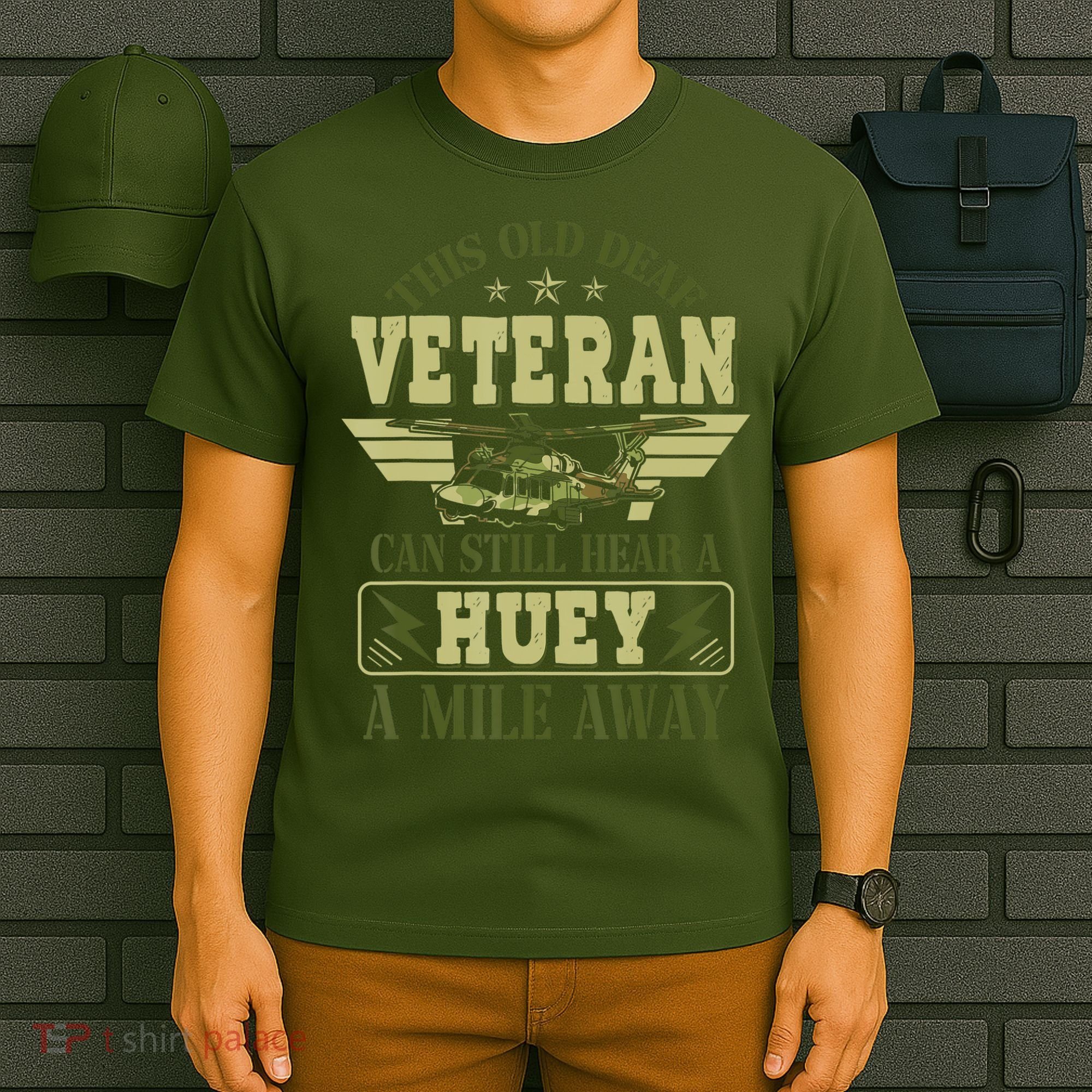 Hear a Huey a Mile Away Vietnam Veteran Uh1 Huey Helicopter T-Shirt