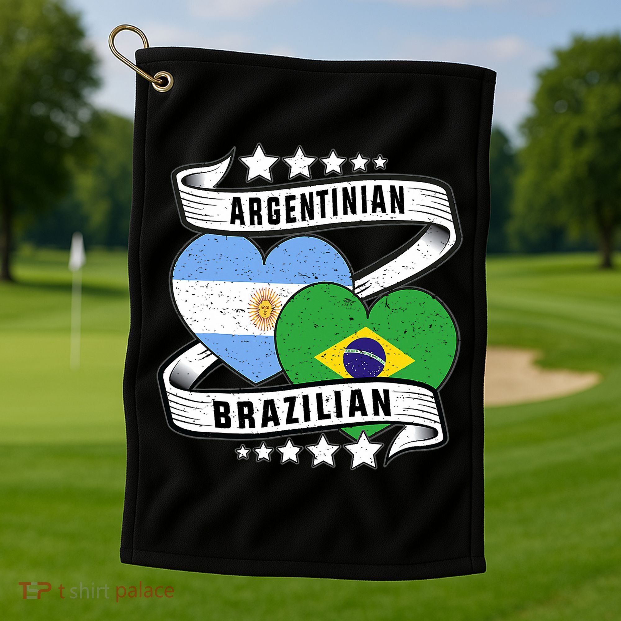 Half Argentinian Half Brazilian Argentina And Brazil Golf Towel