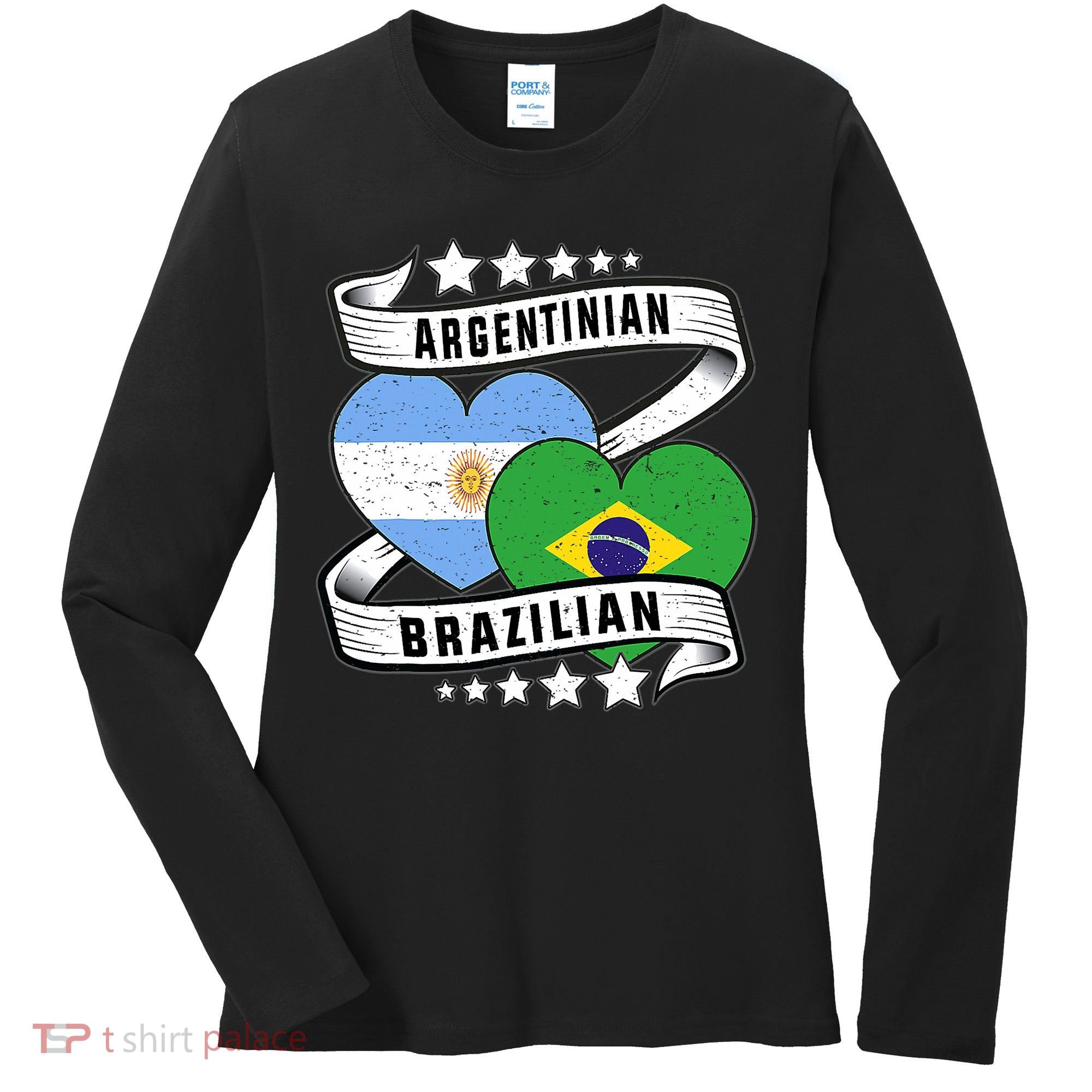 Half Argentinian Half Brazilian Argentina And Brazil Women's Long Sleeve Shirt