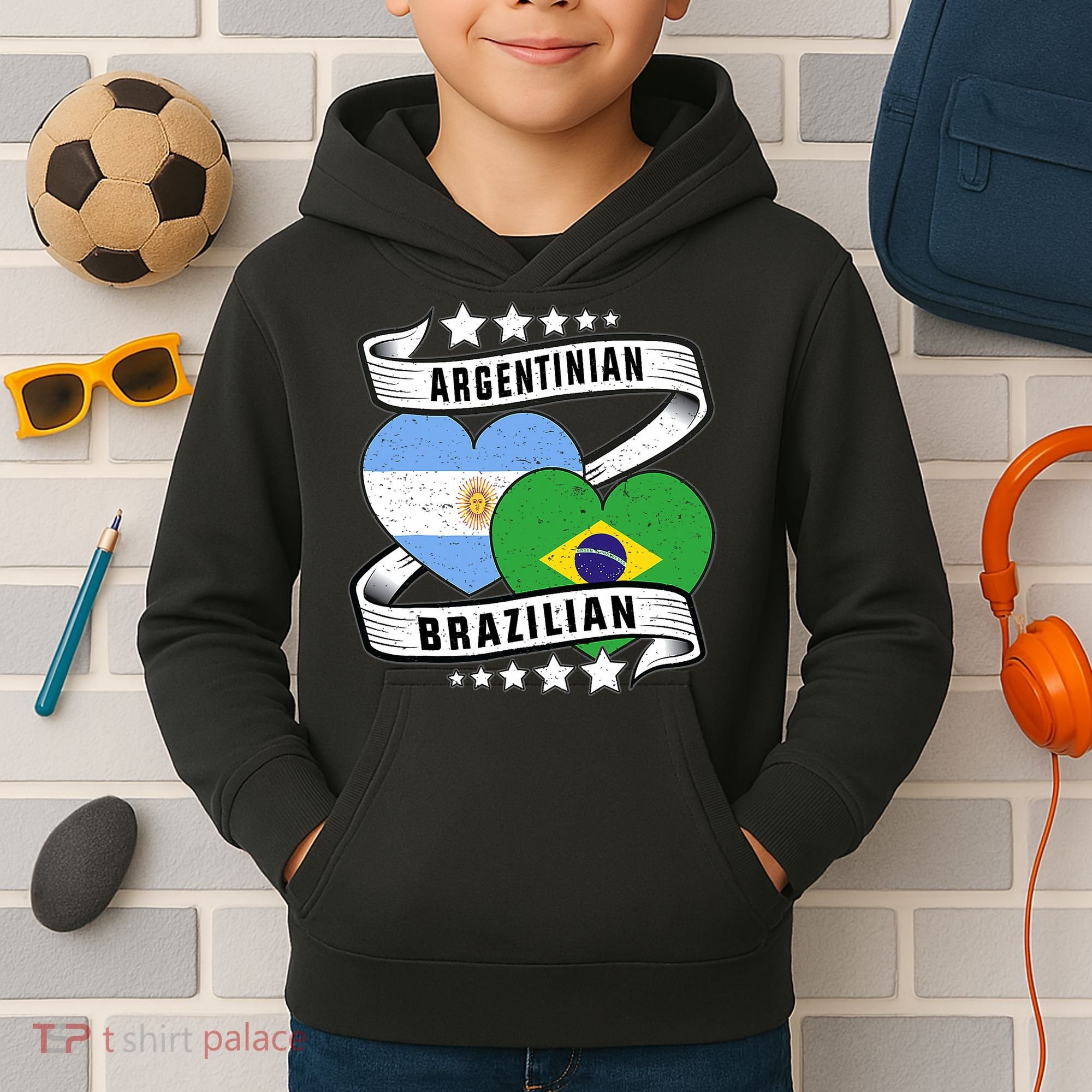 Half Argentinian Half Brazilian Argentina And Brazil Kids Hoodie