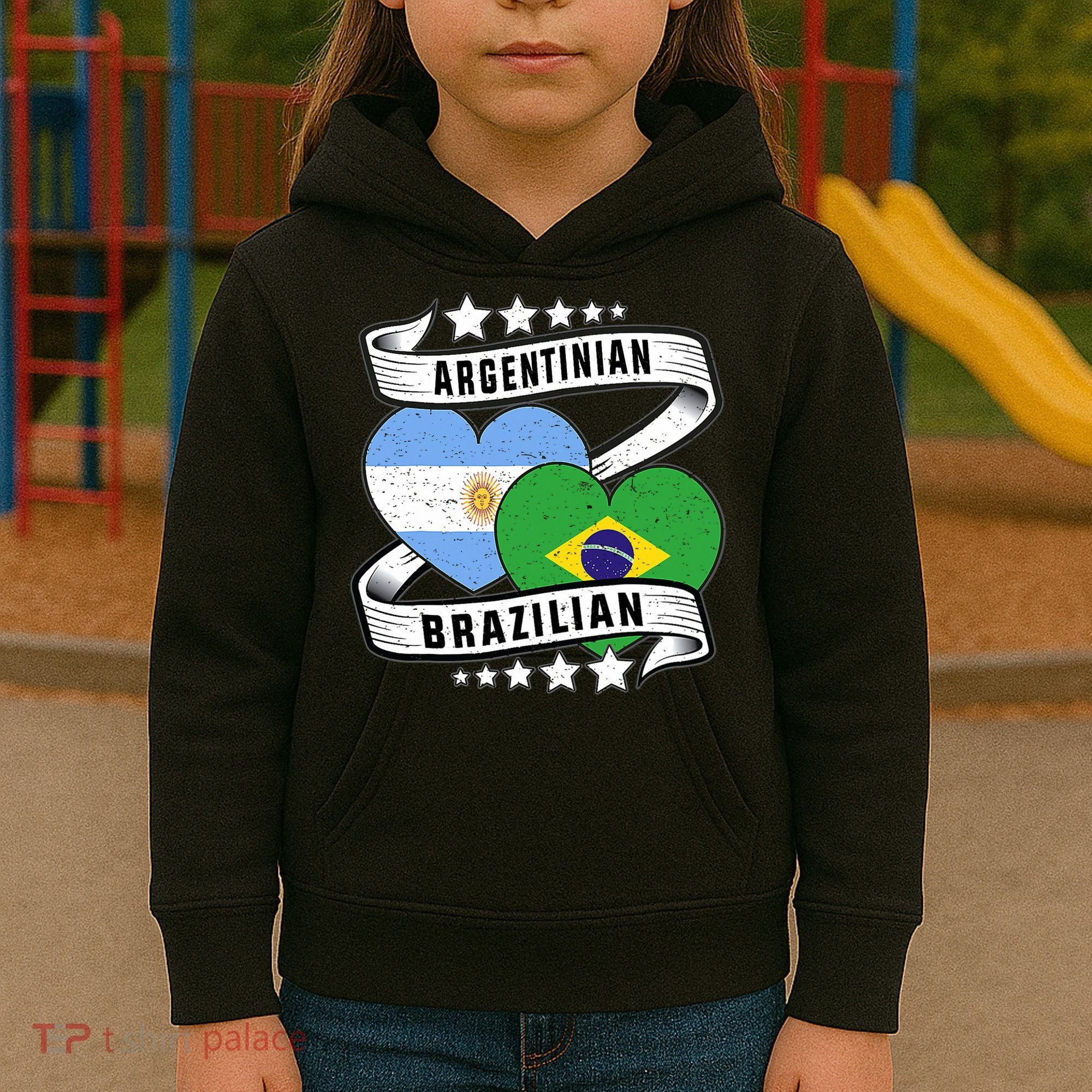 Half Argentinian Half Brazilian Argentina And Brazil Kids Hoodie