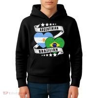 Half Argentinian Half Brazilian Argentina And Brazil Kids Hoodie thumb 4