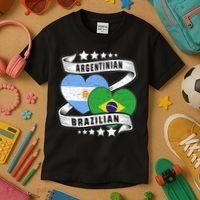 Half Argentinian Half Brazilian Argentina And Brazil Kids T-Shirt thumb 3