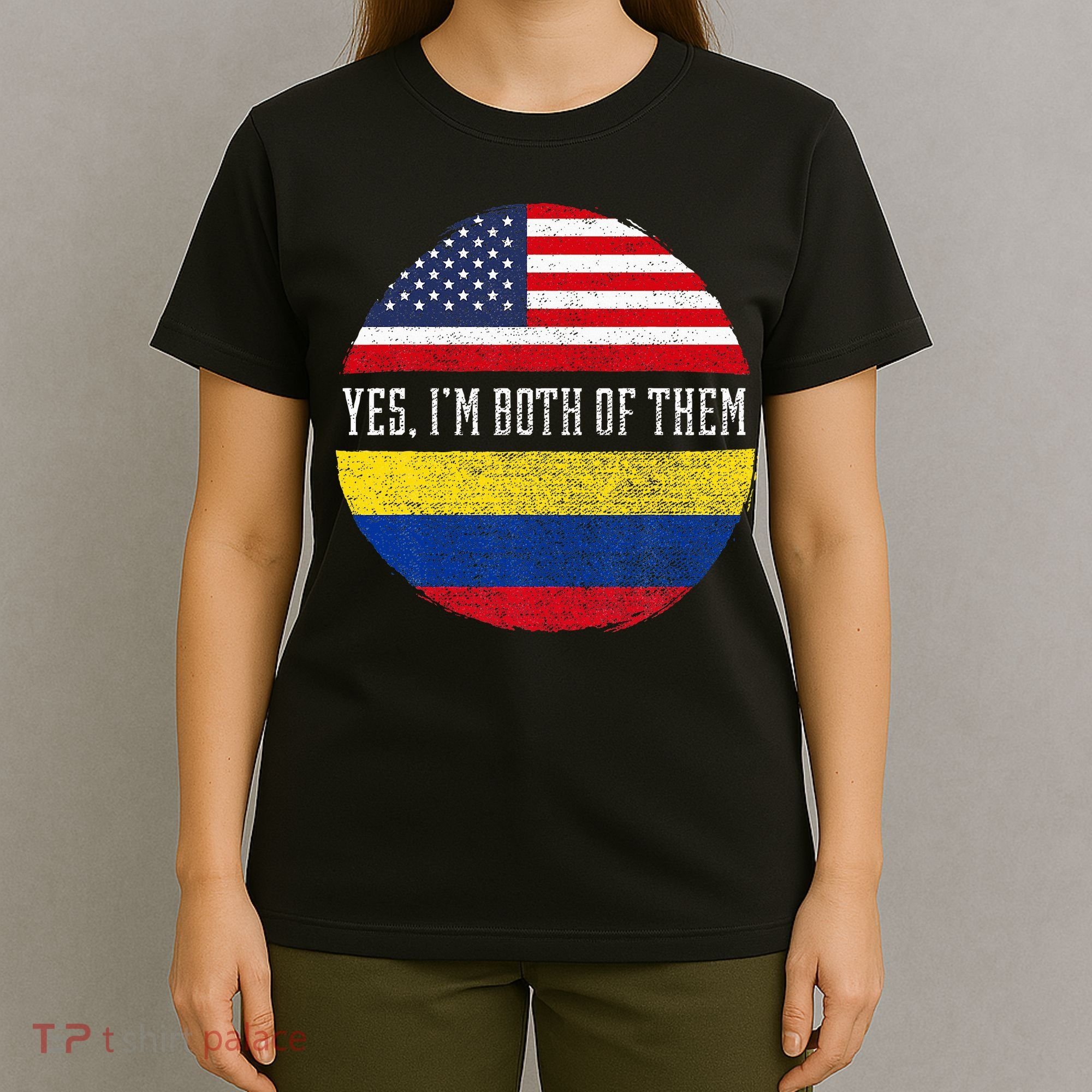 Half American Half Colombian USA Flag Colombia Heritage DNA T-Shirt