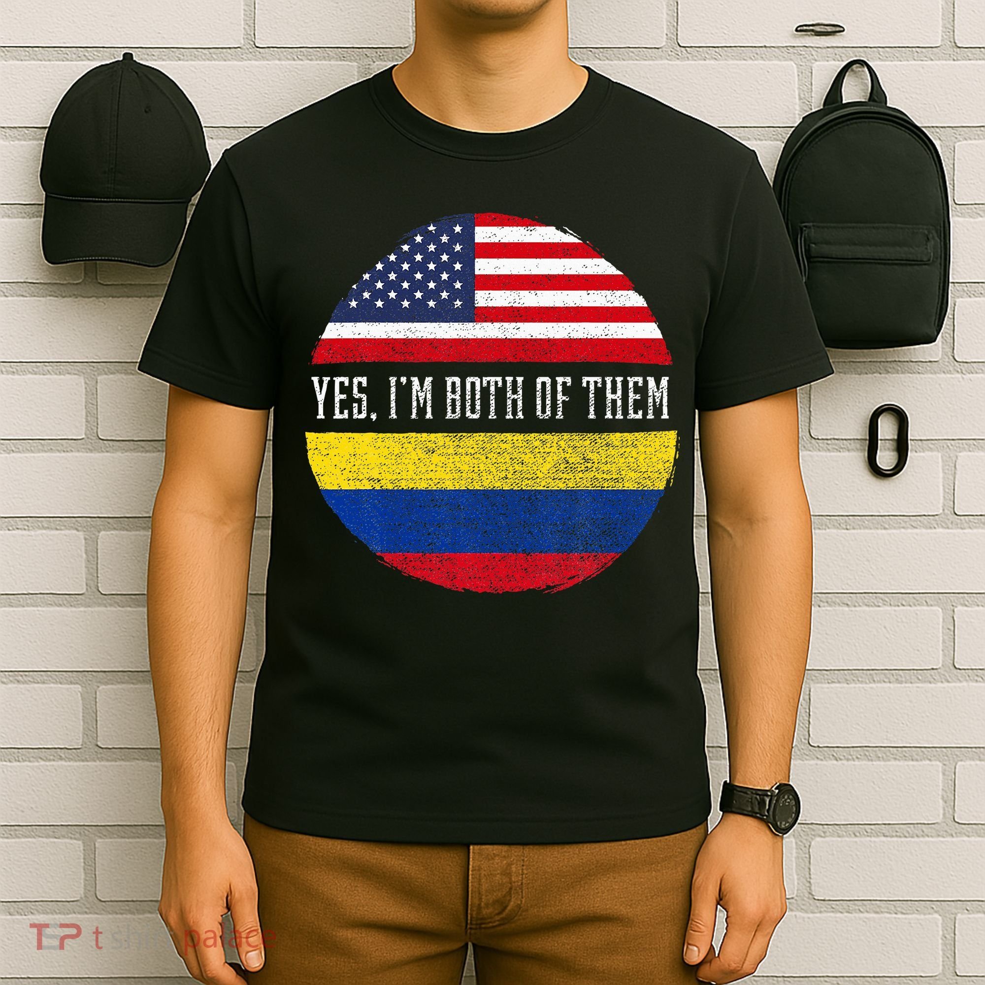 Half American Half Colombian USA Flag Colombia Heritage DNA T-Shirt