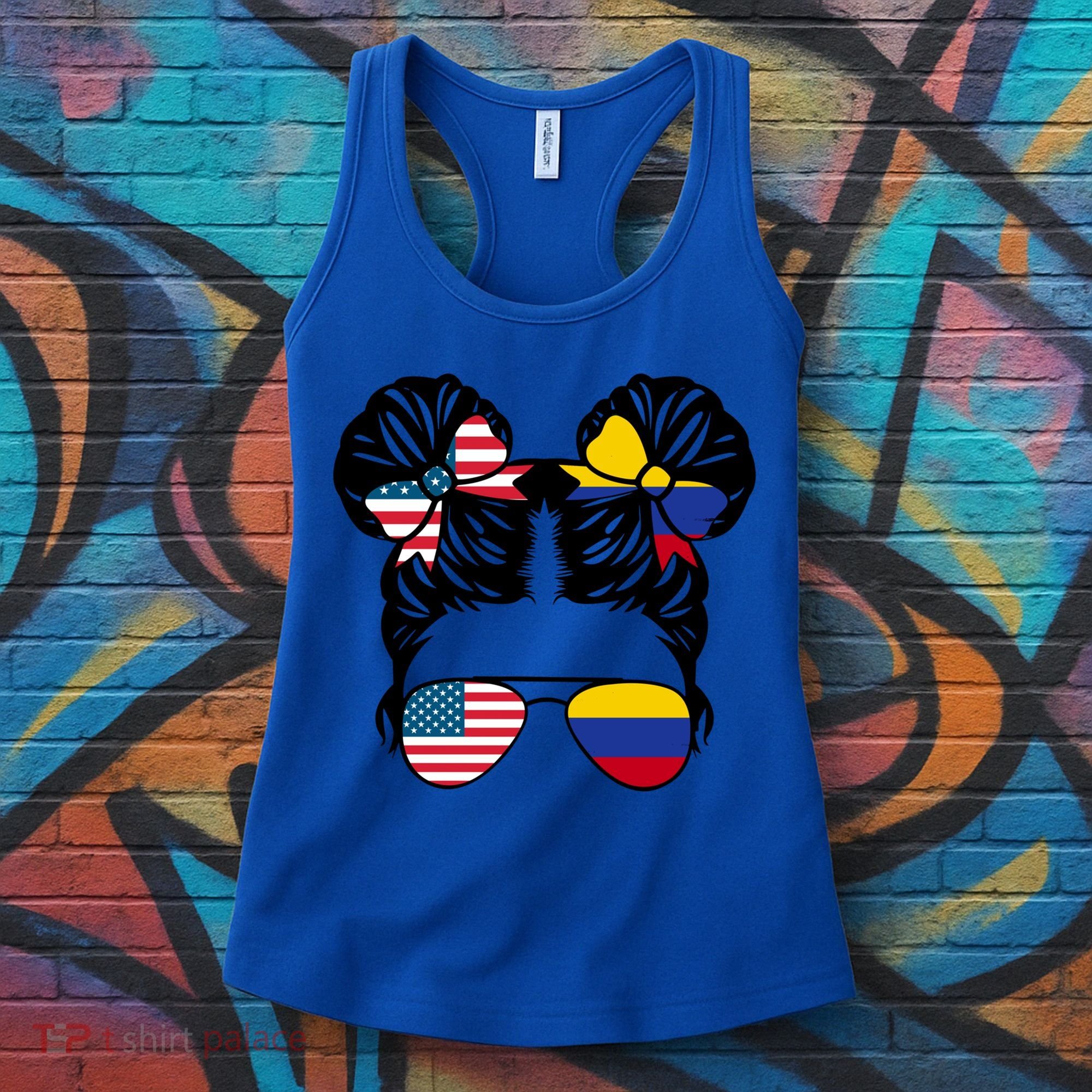 Half American Half Colombian Usa Colombian Flag Patriot Gift Women's Tank Top