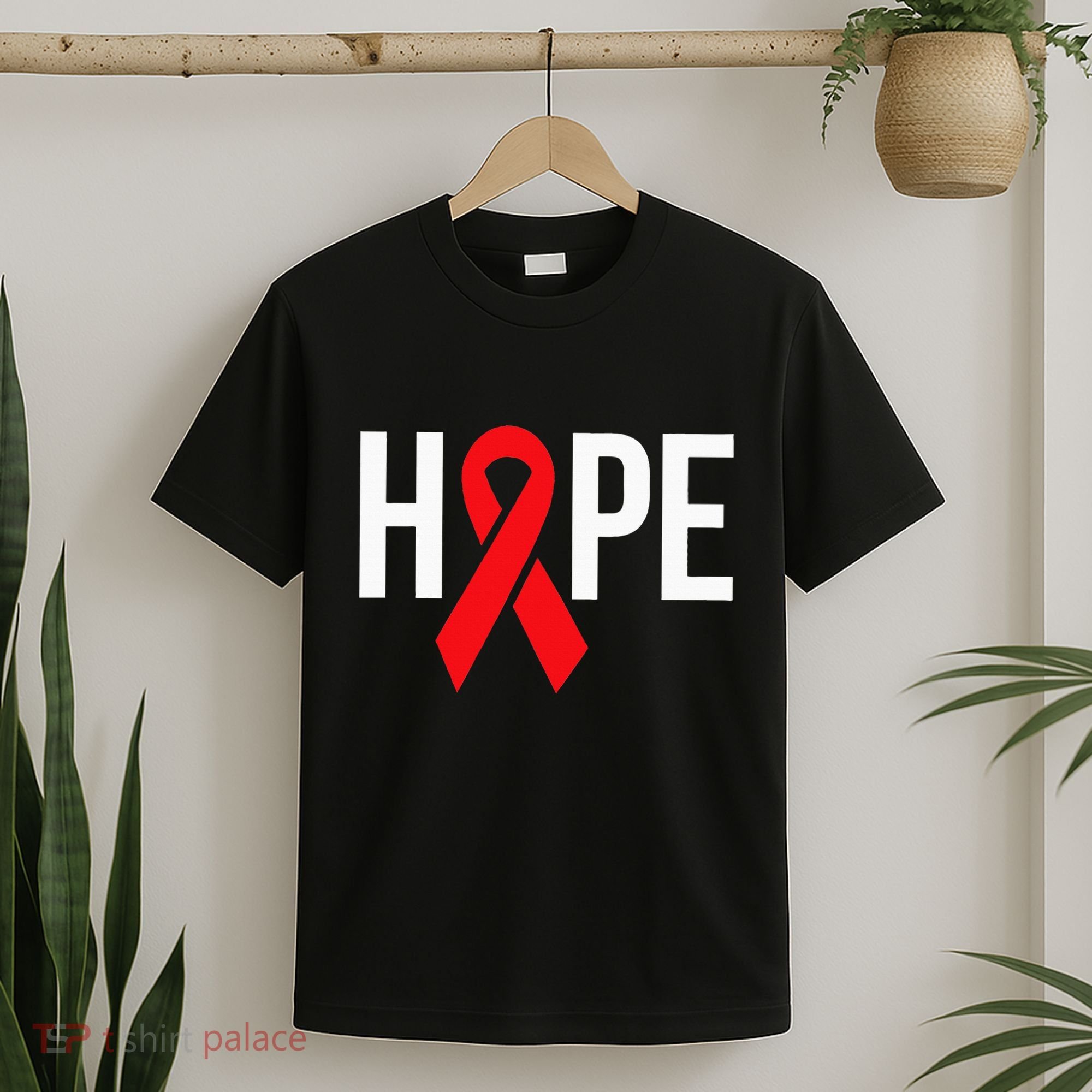 Hope Aids Hiv Red Ribbon Awareness Gift World Aids Day T-Shirt