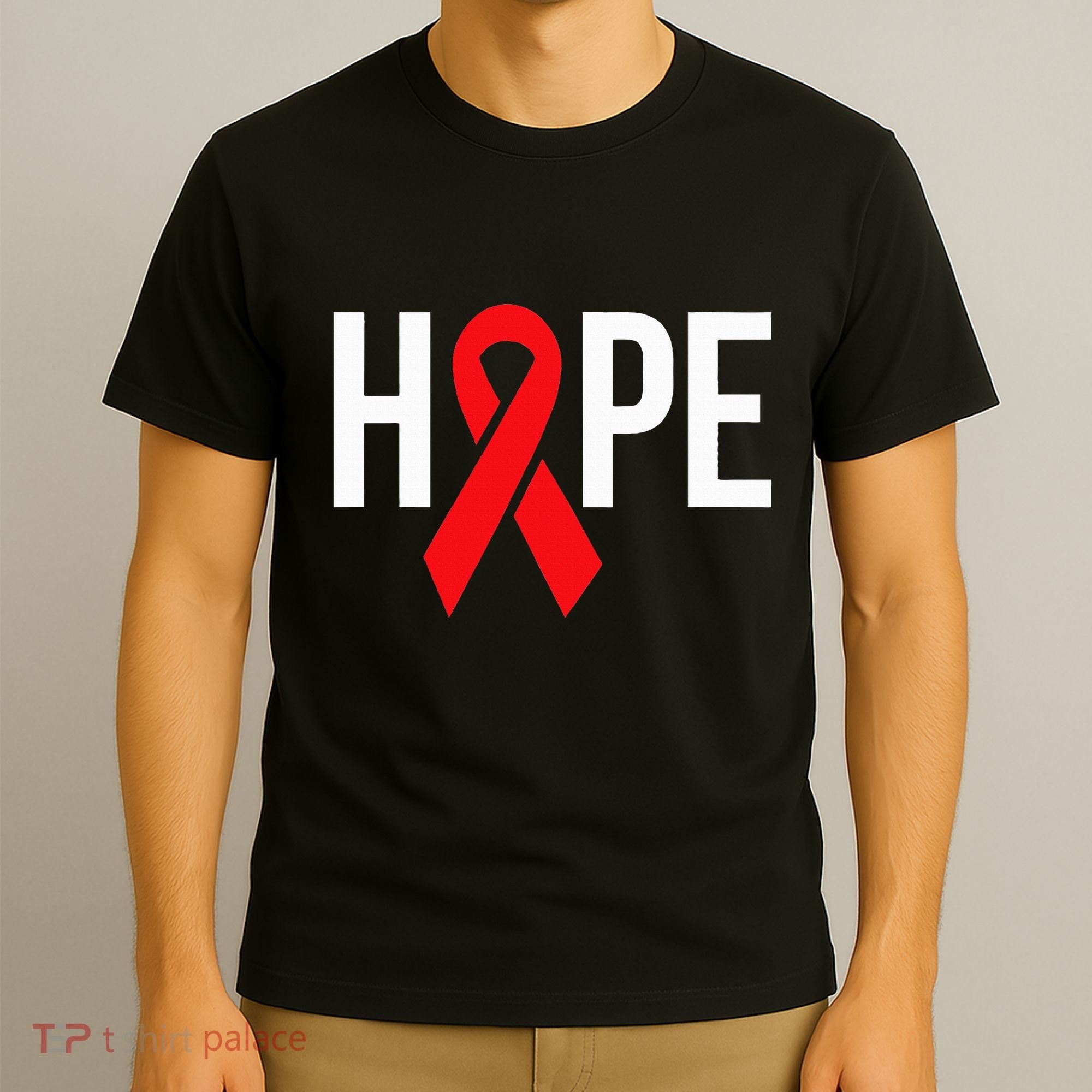 Hope Aids Hiv Red Ribbon Awareness Gift World Aids Day T-Shirt