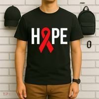 Hope Aids Hiv Red Ribbon Awareness Gift World Aids Day T-Shirt thumb 6