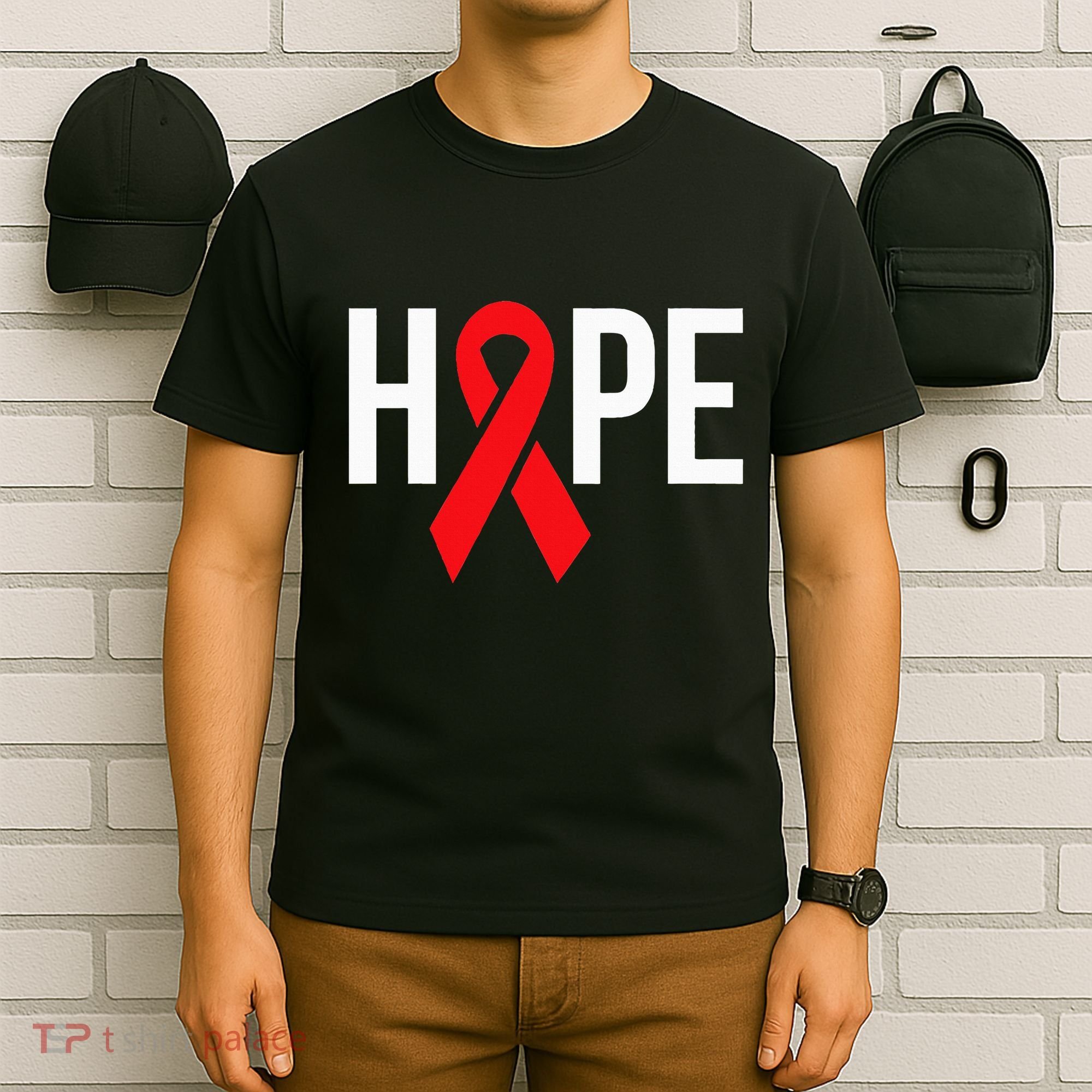 Hope Aids Hiv Red Ribbon Awareness Gift World Aids Day T-Shirt