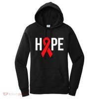 Hope Aids Hiv Red Ribbon Awareness Gift World Aids Day Women's Hoodie thumb 0
