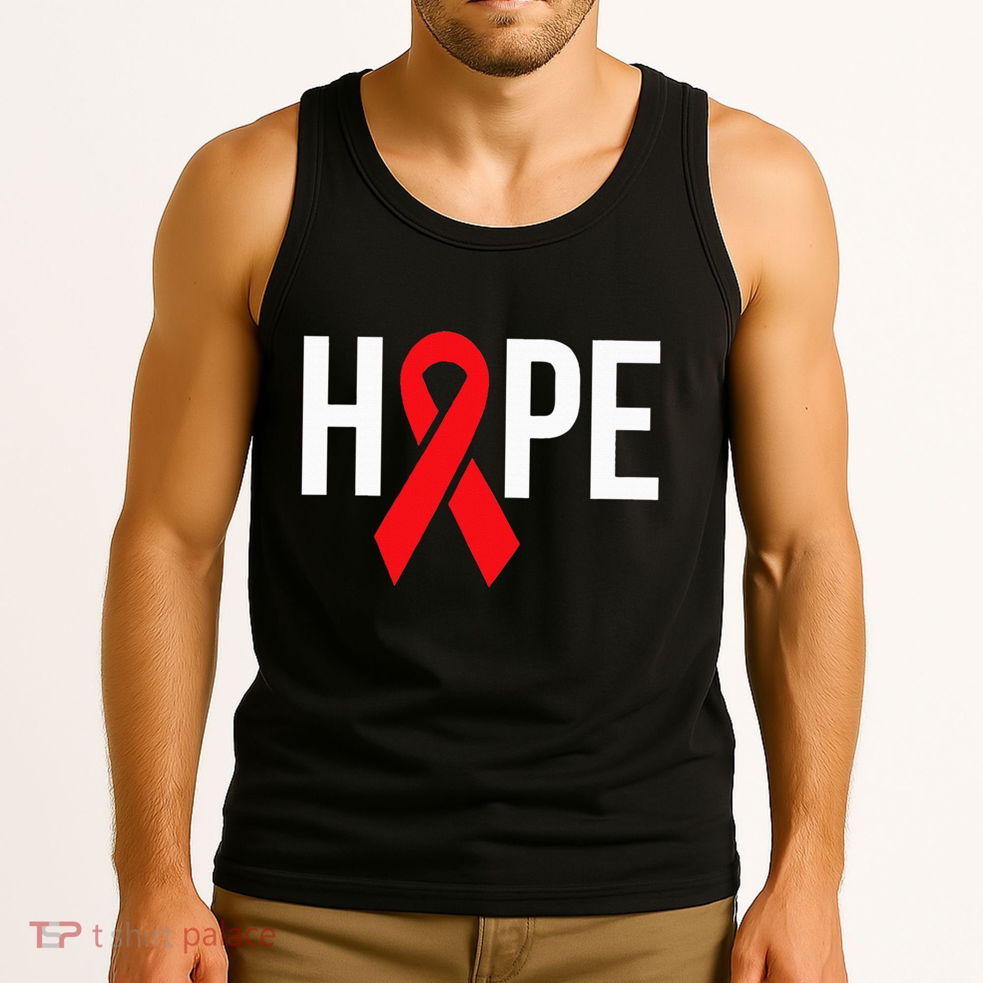 Hope Aids Hiv Red Ribbon Awareness Gift World Aids Day Tank Top