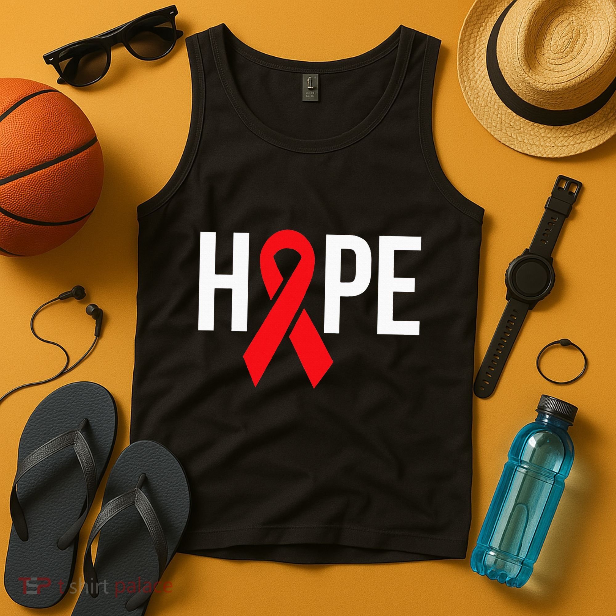 Hope Aids Hiv Red Ribbon Awareness Gift World Aids Day Tank Top