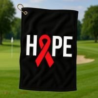 Hope Aids Hiv Red Ribbon Awareness Gift World Aids Day Golf Towel thumb 1