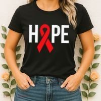 Hope Aids Hiv Red Ribbon Awareness Gift World Aids Day Women's T-Shirt thumb 2