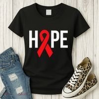 Hope Aids Hiv Red Ribbon Awareness Gift World Aids Day Women's T-Shirt thumb 3