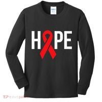 Hope Aids Hiv Red Ribbon Awareness Gift World Aids Day Kids Long Sleeve Shirt thumb 0