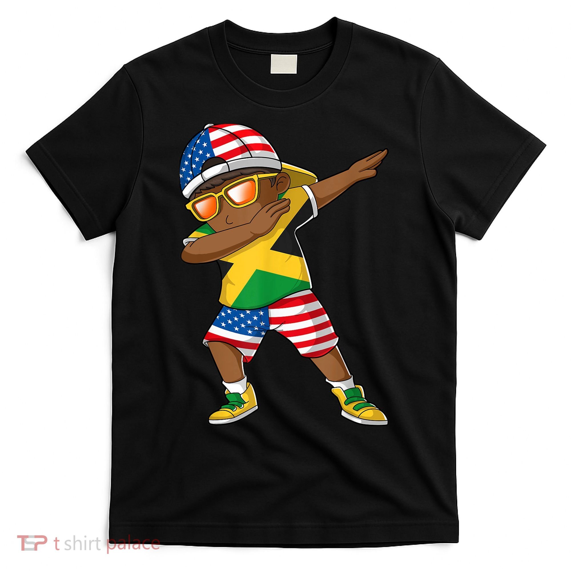 Half American Half Jamaican Boy Jamaica Flag Patriotic T-Shirt