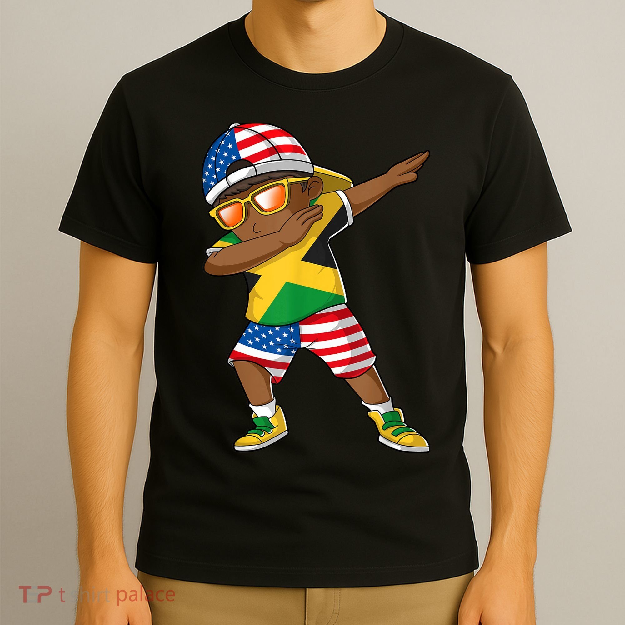 Half American Half Jamaican Boy Jamaica Flag Patriotic T-Shirt