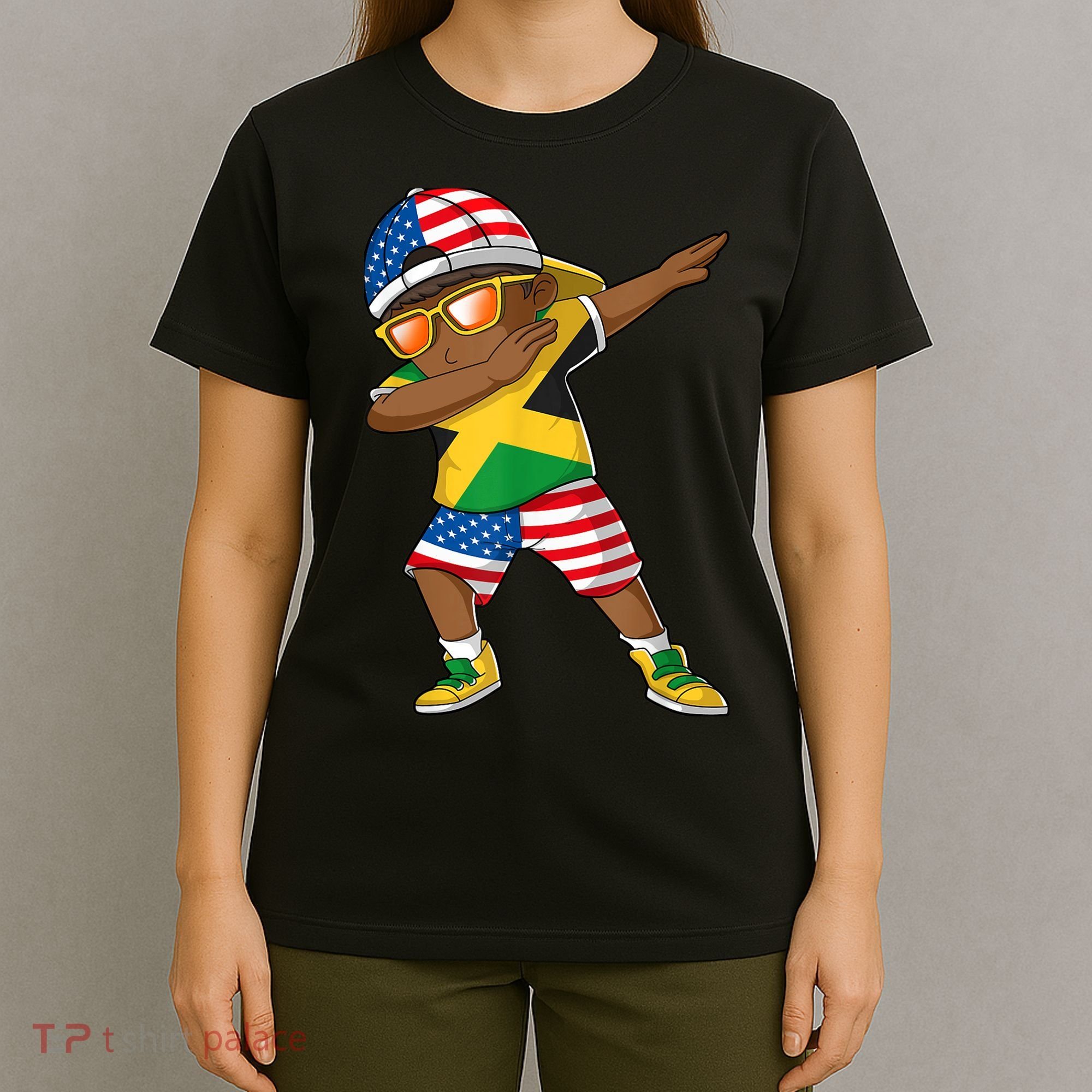 Half American Half Jamaican Boy Jamaica Flag Patriotic T-Shirt