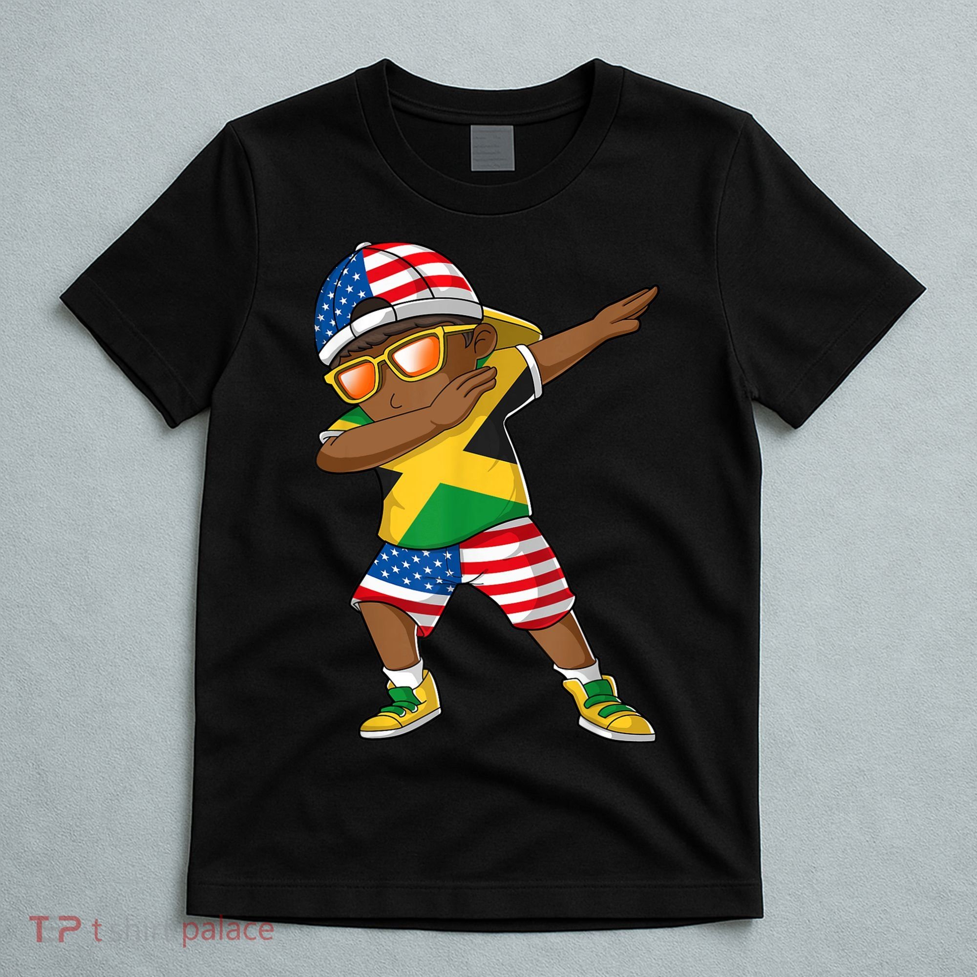 Half American Half Jamaican Boy Jamaica Flag Patriotic T-Shirt