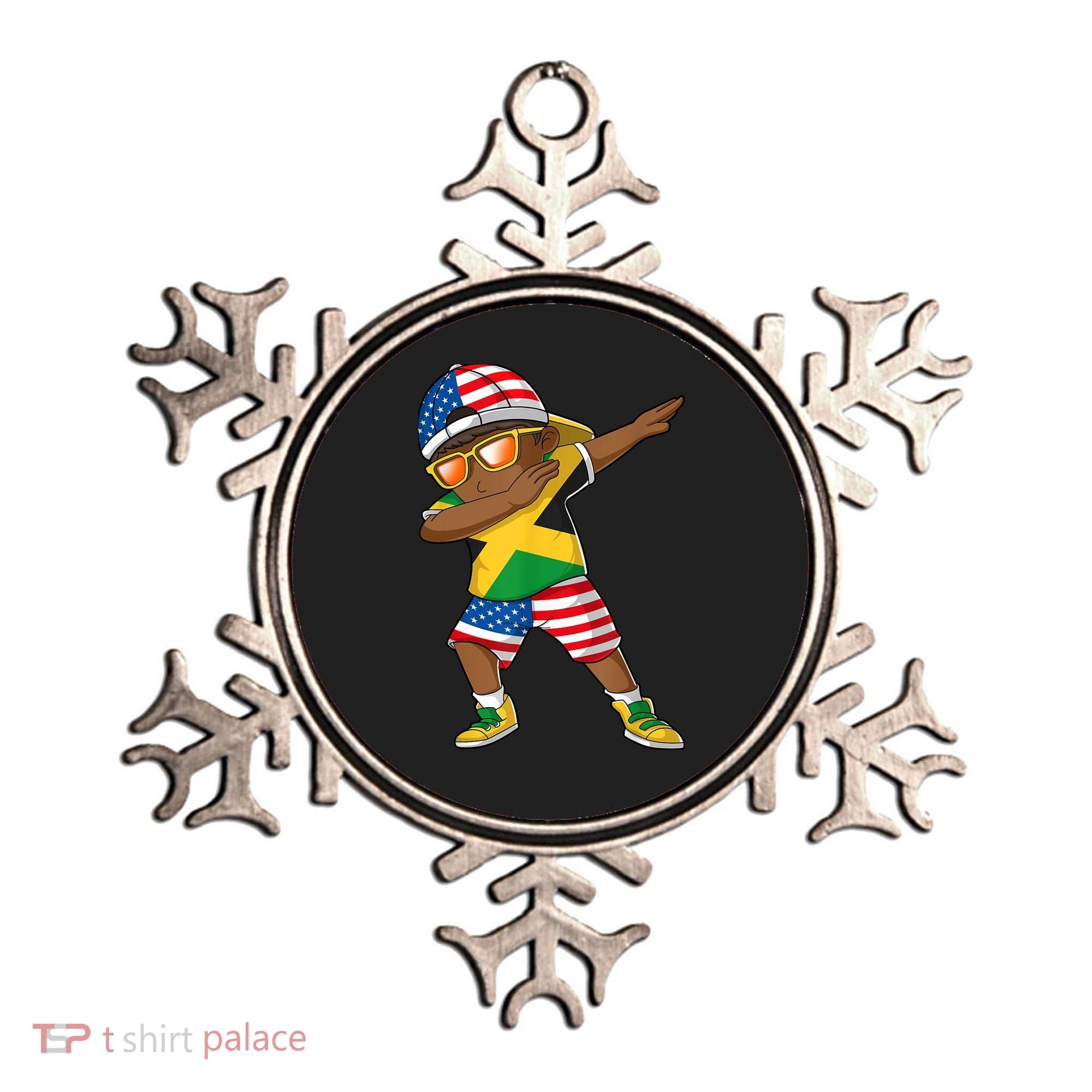 Half American Half Jamaican Boy Jamaica Flag Patriotic Ornament