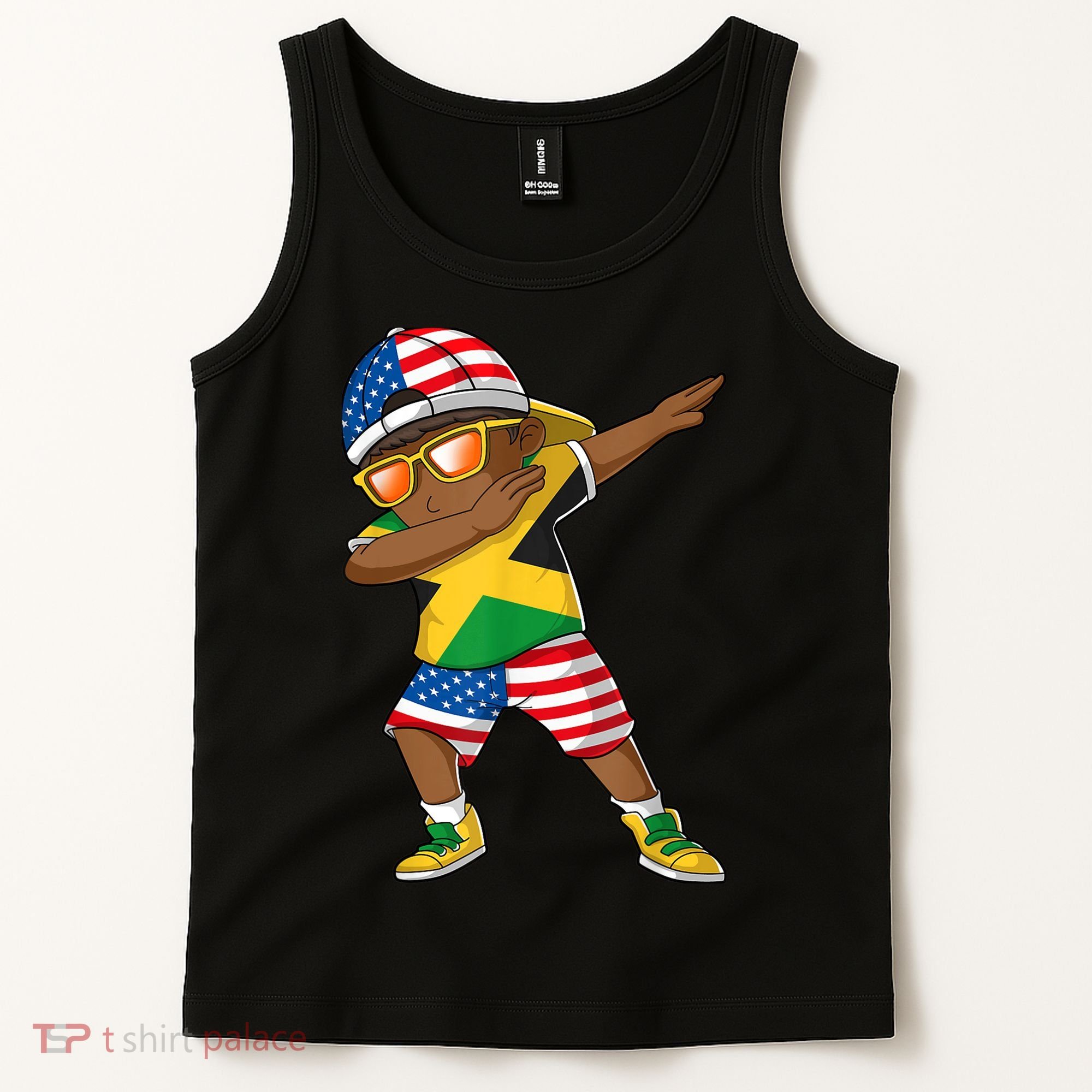 Half American Half Jamaican Boy Jamaica Flag Patriotic Tank Top