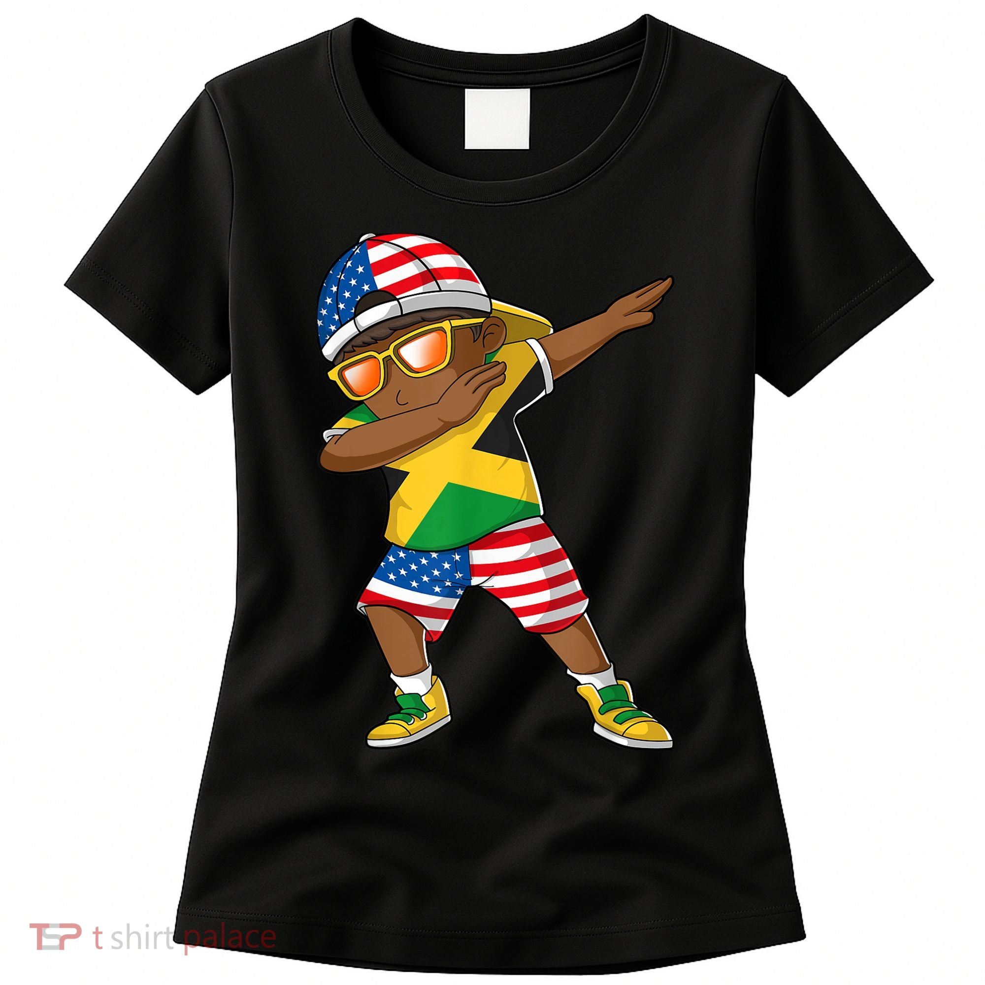 Half American Half Jamaican Boy Jamaica Flag Patriotic Women's T-Shirt