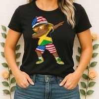 Half American Half Jamaican Boy Jamaica Flag Patriotic Women's T-Shirt thumb 2