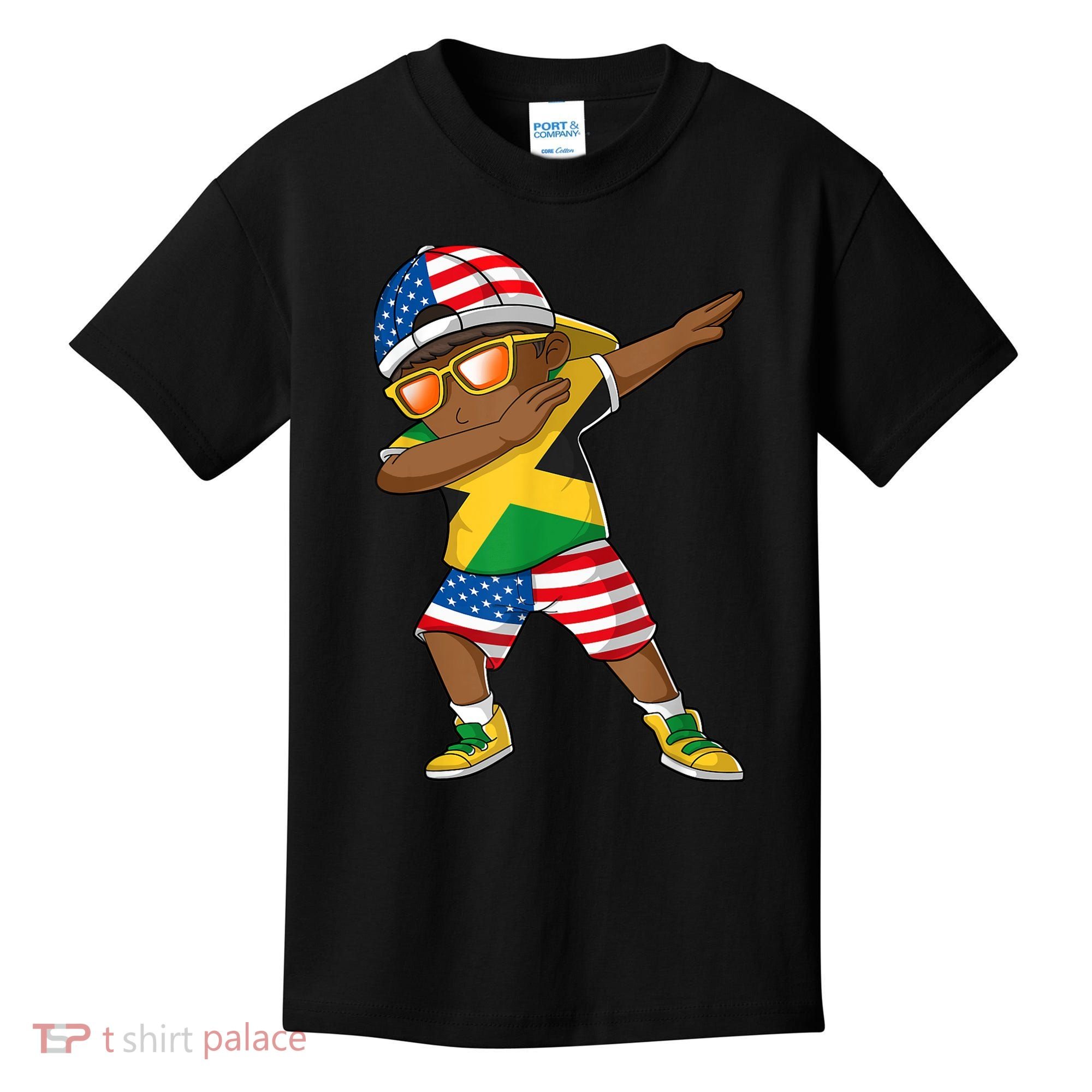 Half American Half Jamaican Boy Jamaica Flag Patriotic Kids T-Shirt