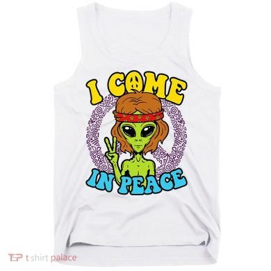 Hippie Alien I Come In Peace Sign Tank Top