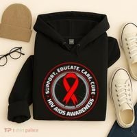 HIV AIDS Immune Deficiency Disease Red Ribbon Patient Hoodie thumb 4