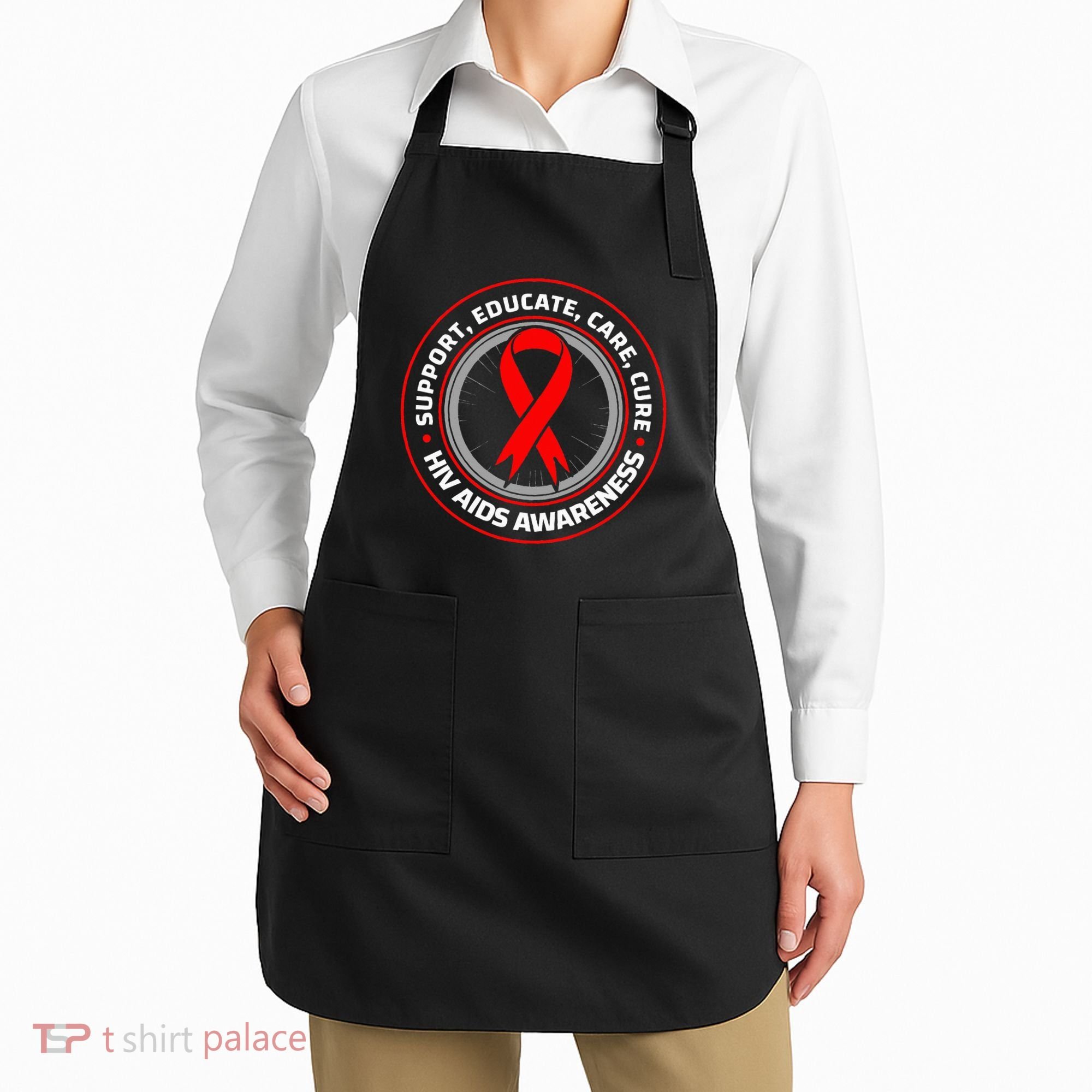 HIV AIDS Immune Deficiency Disease Red Ribbon Patient Apron