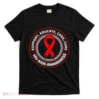HIV AIDS Immune Deficiency Disease Red Ribbon Patient T-Shirt thumb 0