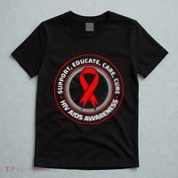 HIV AIDS Immune Deficiency Disease Red Ribbon Patient T-Shirt thumb 5