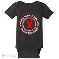 HIV AIDS Immune Deficiency Disease Red Ribbon Patient Baby Bodysuit thumb 0