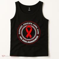 HIV AIDS Immune Deficiency Disease Red Ribbon Patient Tank Top thumb 2