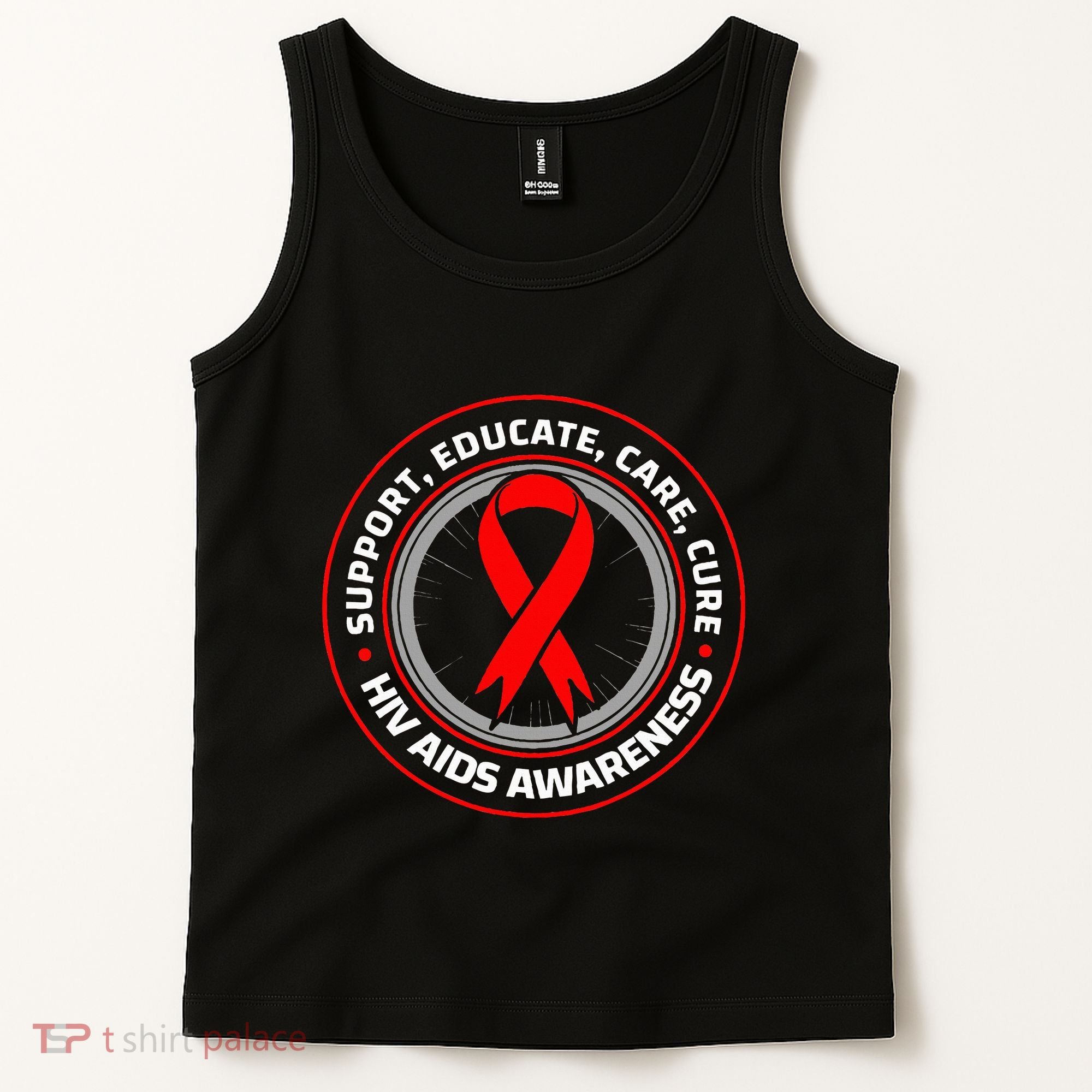 HIV AIDS Immune Deficiency Disease Red Ribbon Patient Tank Top