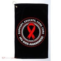 HIV AIDS Immune Deficiency Disease Red Ribbon Patient Golf Towel thumb 0