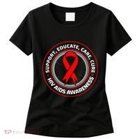 HIV AIDS Immune Deficiency Disease Red Ribbon Patient Women's T-Shirt thumb 0